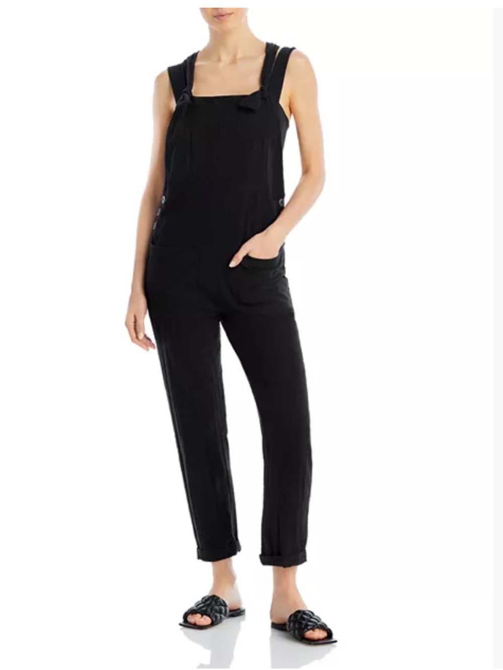 l*space Black Tie-Shoulder Overalls